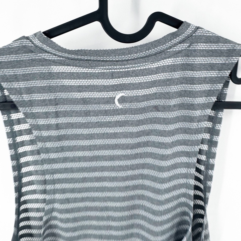 Zyia Active Brighter Muscle Tank Gray Striped Mesh Graphic Workout Top Womens M - Picture 5 of 6